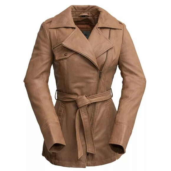 Whet Blu Leather Coat Womens Size 4XL Brown Long Bust Measures 54" *flaw - Picture 1 of 16